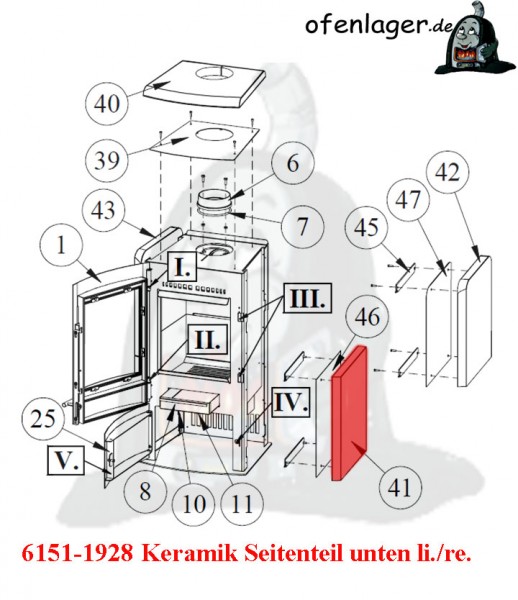 6151-1928 Keramik Seitenteil unten