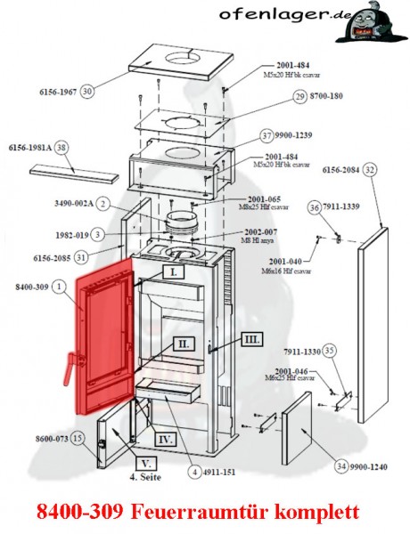 8400-309 Feuerraumtür komplett