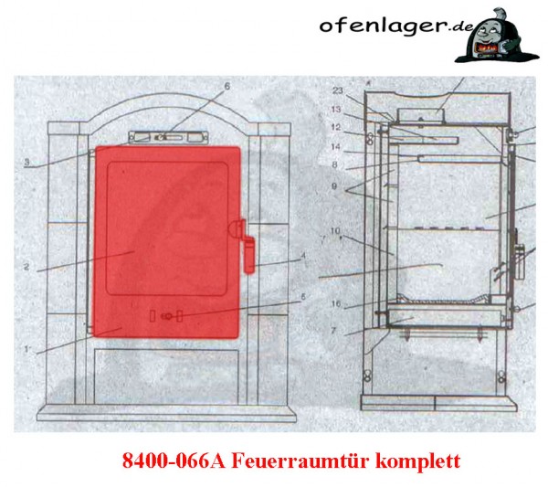 8400-066A Feuerraumtür komplett