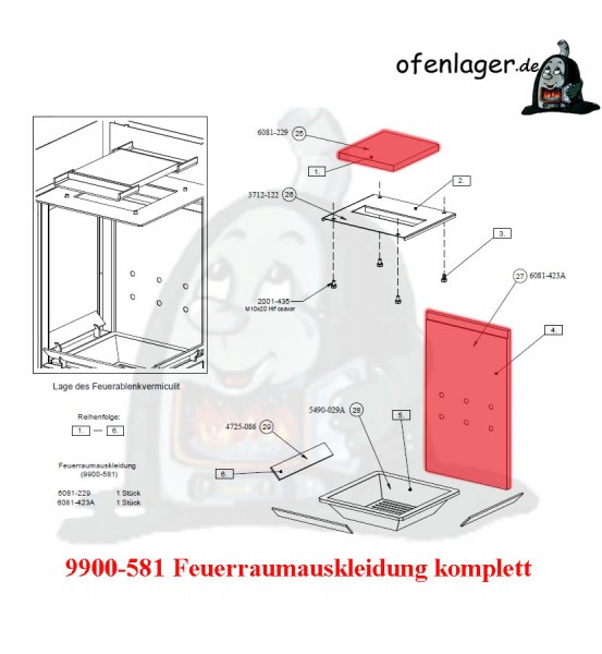 9900-581 Feuerraumauskleidung komplett