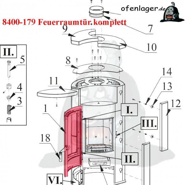 8400-179 Feuerraumtür komplett