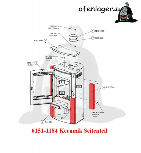 6151-1184 Keramik/Seitenteil / 1 Stück