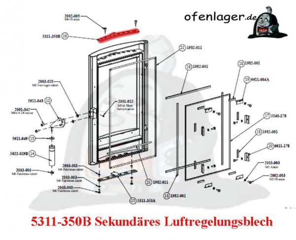 5311-350B Sekundär Luftregelungsblech