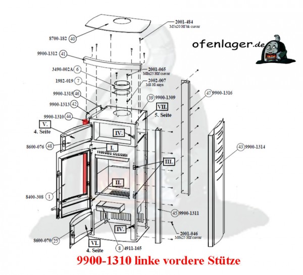 9900-1310 Linke vordere Stütze