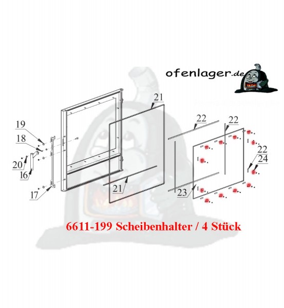 6611-199 Scheibenhalter 4 Stück