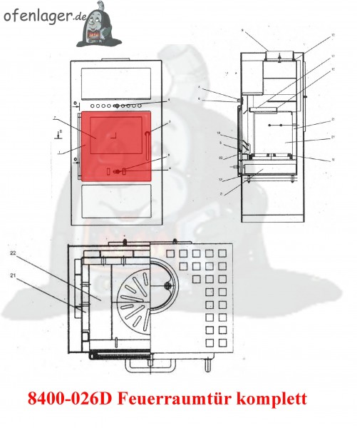 8400-026D Feuerraumtür komplett