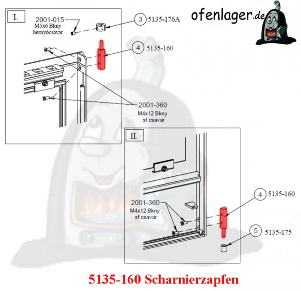 5135-160 Scharnierzapfen / 1 Stück