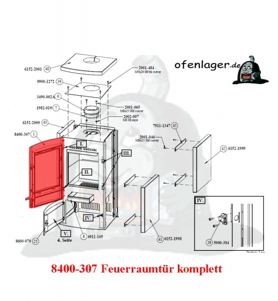 8400-307 Feuerraumtür komplett