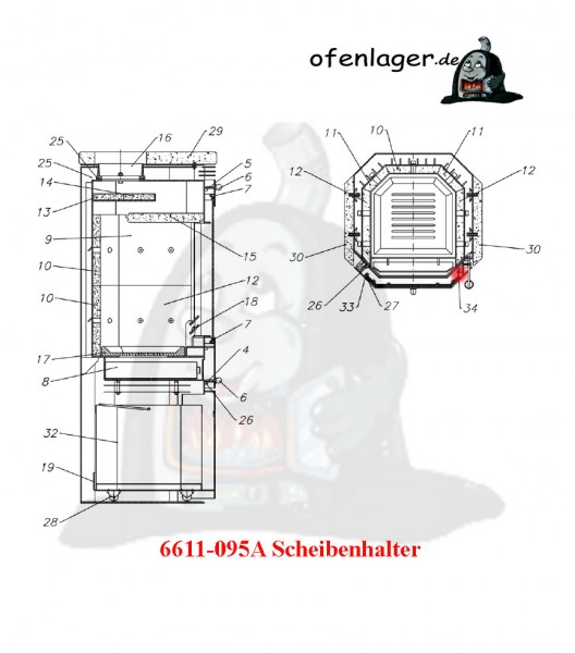 6611-095A Scheibenhalter 4 Stück