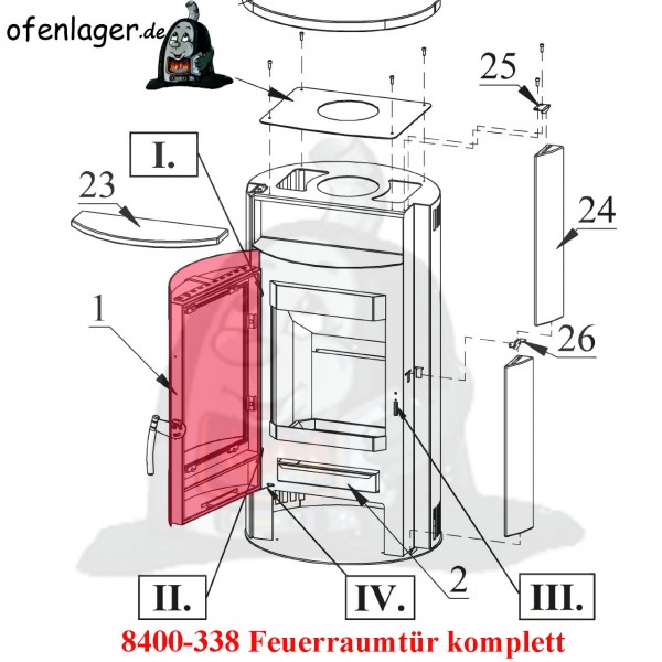 8400-338 Feuerraumtür komplett