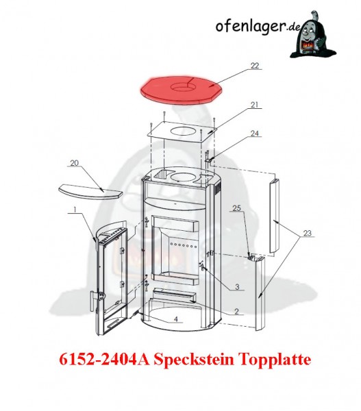 6152-2404A Speckstein Topplatte