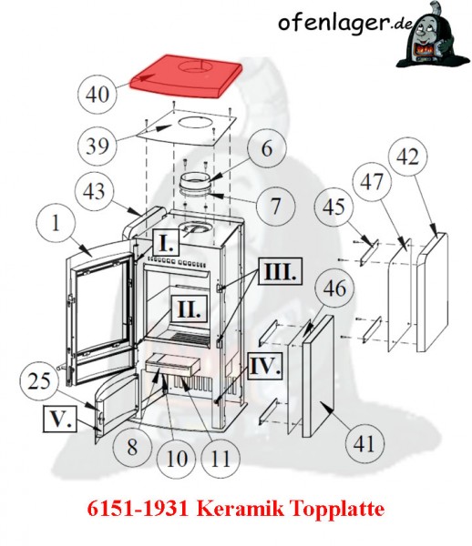 6151-1931 Keramik Topplatte