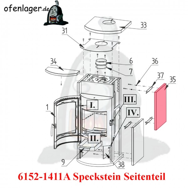 6152-1411A Speckstein / 1 Sück