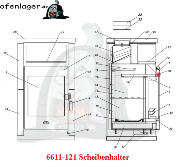 6611-121 Scheibenhalter 4 Stück