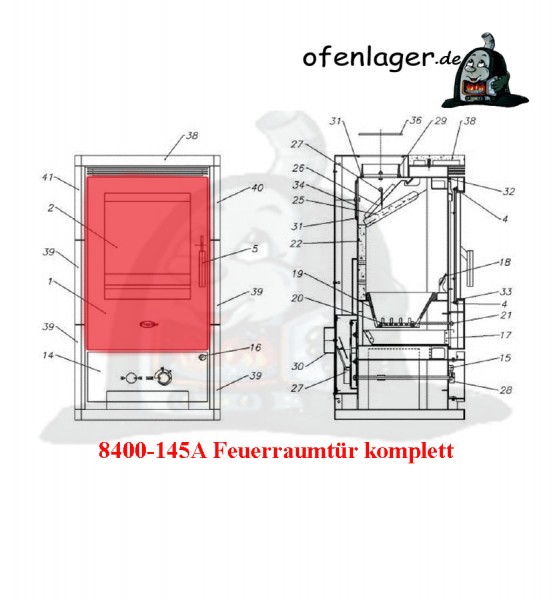 8400-145A Feuerraumtür Komplett