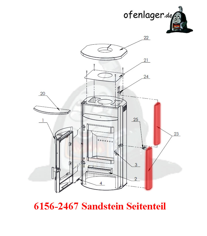 6156-2467 Sandstein Seitenteil / 1 Stück | Prag Sandstein K5283