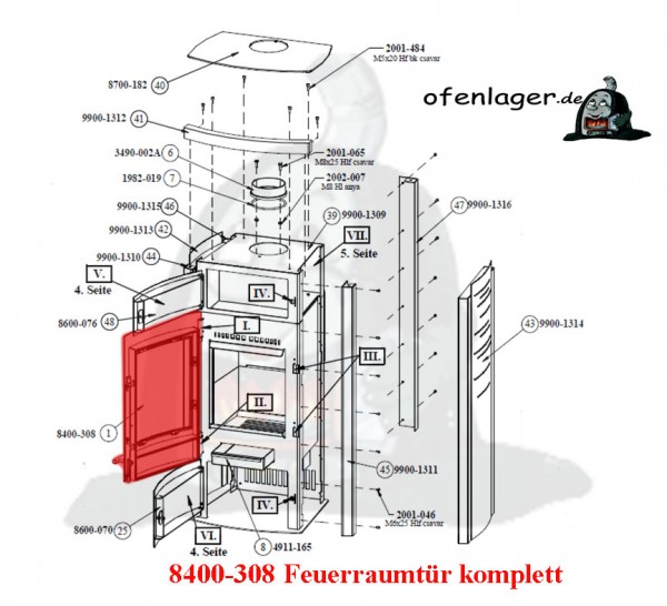 8400-308 Feuerraumtür komplett