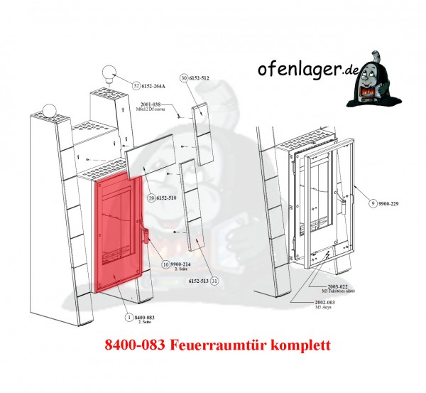 8400-083 Feuerraumtür komplett