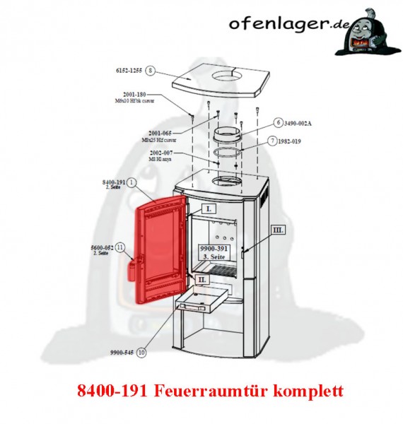 8400-191 Feuerraumtür komplett