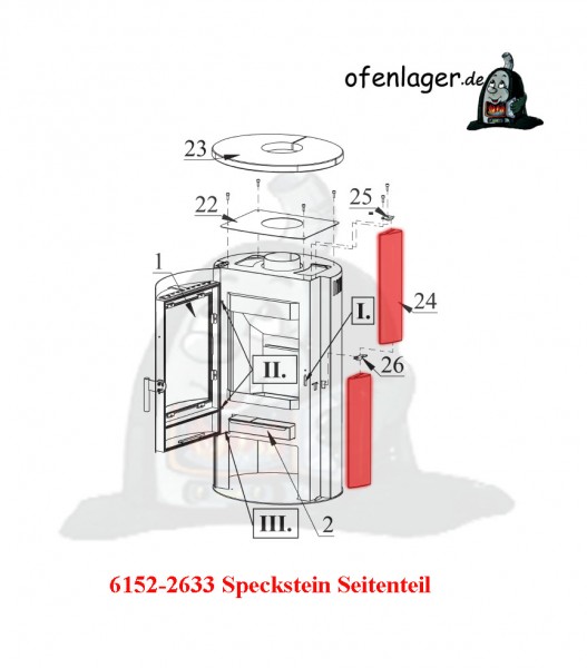 6152-2633 Speckstein Seitenteil / 1 Stück