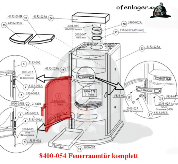 8400-054 Feuerraumtür komplett