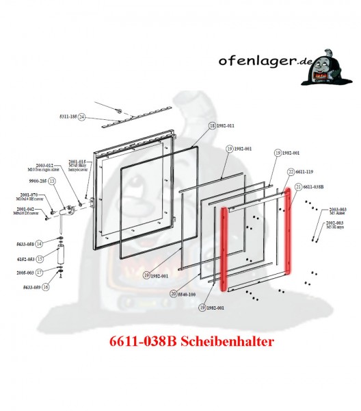 6611-038B Scheibenhalter 4 Stück