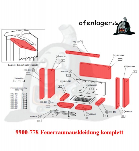 9900-778 Feuerraumauskleidung komplett