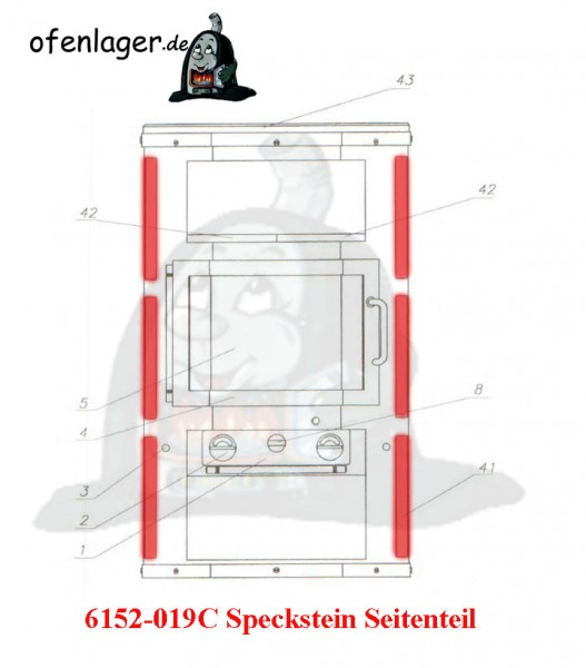 6152-019C Speckstein/Seitenteil / 1 Stück