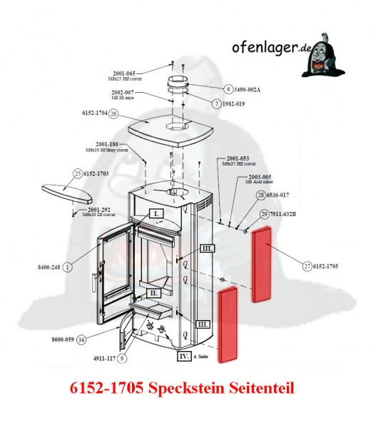 6152-1705 Speckstein / 1 Stück