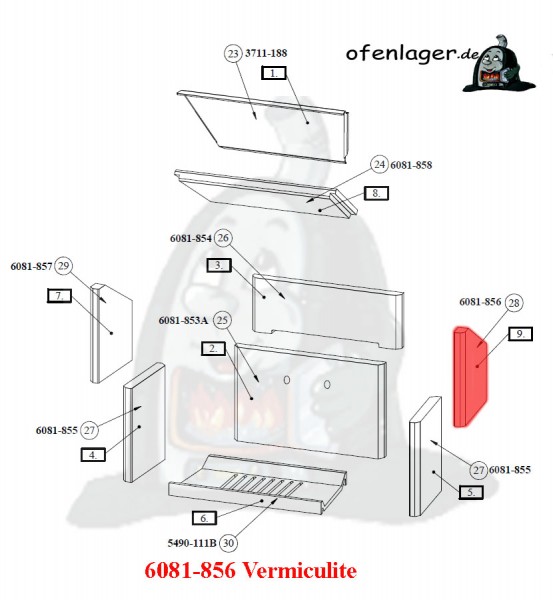 6081-856 Vermiculite Brennraum