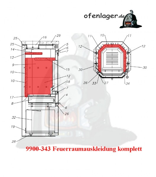 9900-343 Feuerraumauskleidung komplett