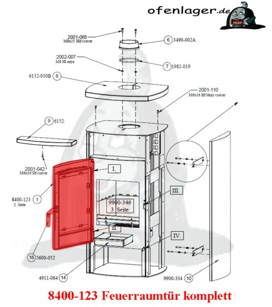 8400-123 Feuerraumtür komplett