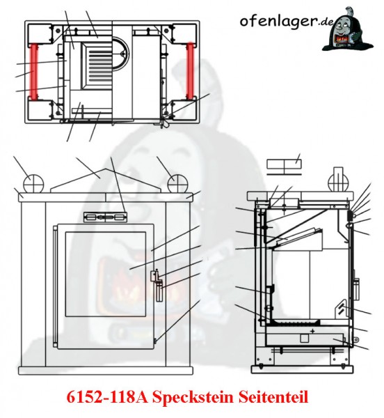 6152-118A Seitenspeckstein / 1 Stück