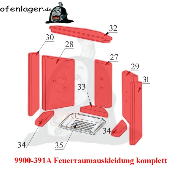 9900-391A Feuerraumauskleidung komplett