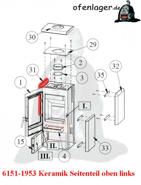 6151-1953 Keramik Seitenteil links oben