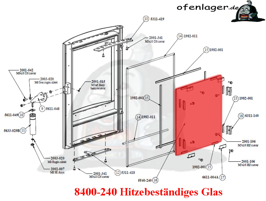 5540-240 Hitzebeständiges Glas | Tahiti R2964 | Ersatzteile FIREPLACE