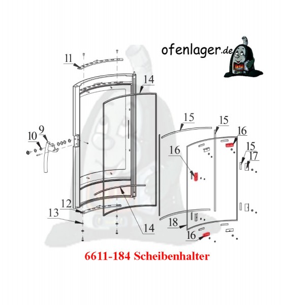 6611-184 Scheibenhalter 4 Stück