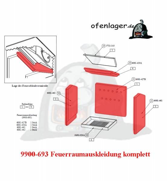 9900-693 Feuerraumauskleidung komplett