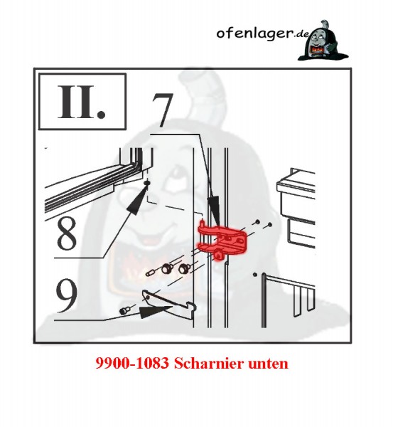 9900-1083 Scharnier unten komplett