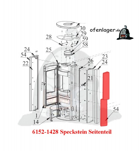6152-1428 Seitenbehang Speckstein / 1 Stück