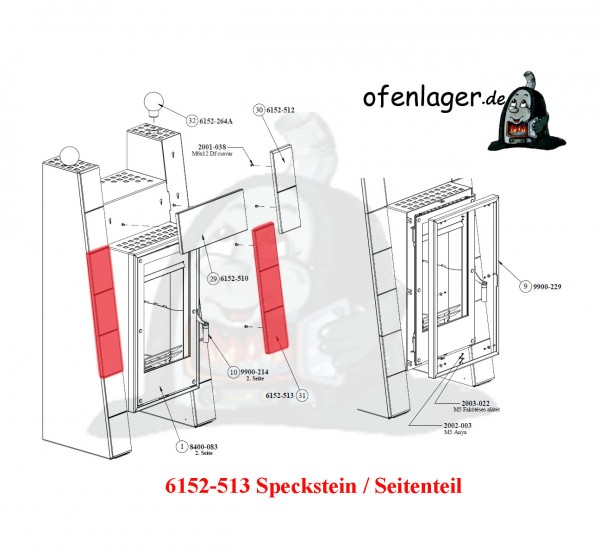 6152-513 Speckstein/Seitenteil