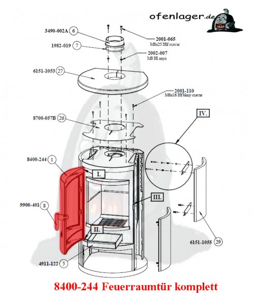8400-244 Feuerraumtür komplett