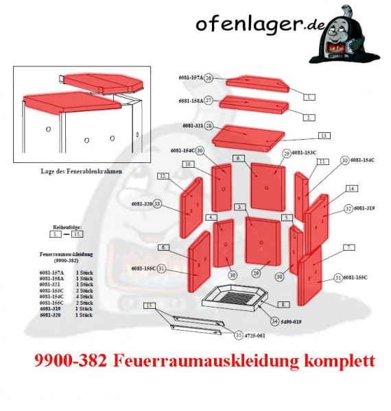 9900-382 Feuerraumauskleidung komplett