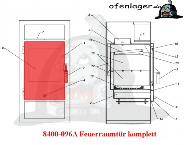 8400-096A Feuerraumtür komplett