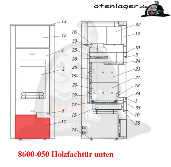 8600-050 Holzfachtür unten