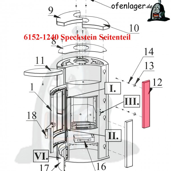 6152-1240 Speckstein / 1 Stück