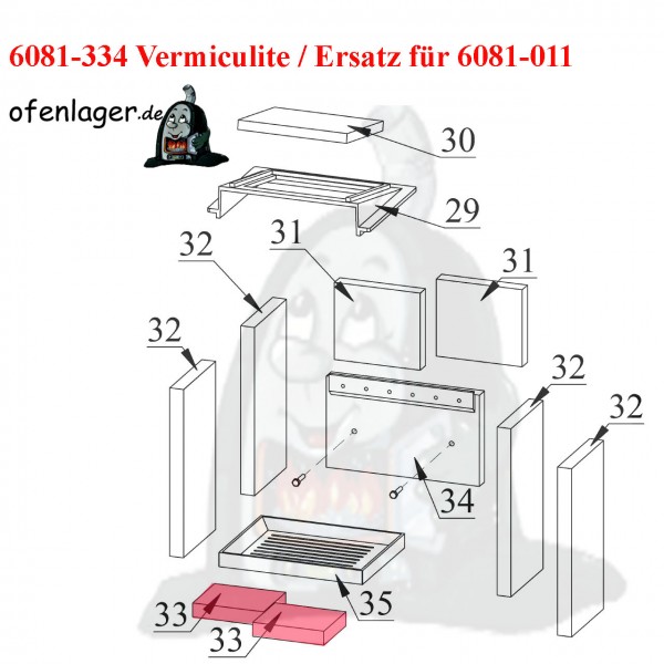 6081-334 Vermiculite- Ersatz für 6081-011 / 1 Stück