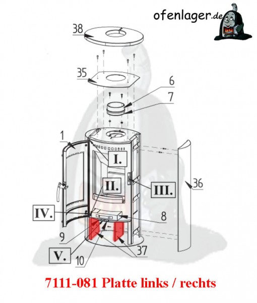 7111-081 Platte links/rechts / 1 Stück