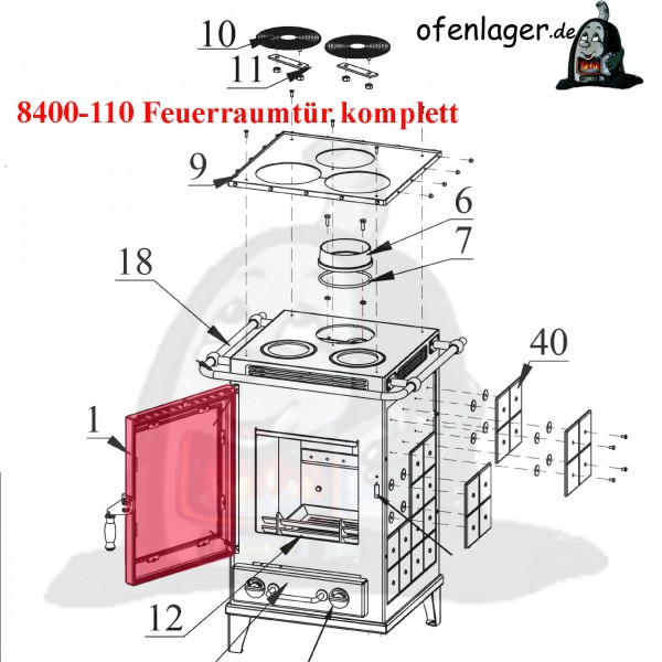 8400-110 Feuerraumtür komplett