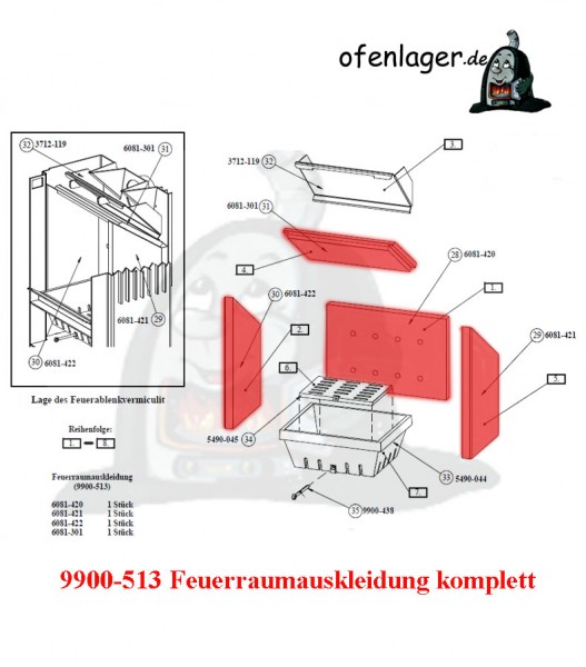 9900-513 Feuerraumauskleidung komplett